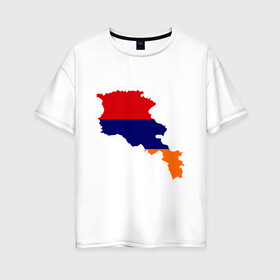 Женская футболка хлопок Oversize с принтом Armenia map в Новосибирске, 100% хлопок | свободный крой, круглый ворот, спущенный рукав, длина до линии бедер
 | Тематика изображения на принте: armenia | armenia map | armenia mapкарта армении | map | армения | армения карта | армянин