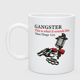 Кружка с принтом Gangster mafia в Новосибирске, керамика | объем — 330 мл, диаметр — 80 мм. Принт наносится на бока кружки, можно сделать два разных изображения | Тематика изображения на принте: gangsters | гангстеры | костет | мафия | оружие | пистолет | револьвер