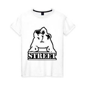 Женская футболка хлопок с принтом Street - рэпер в Новосибирске, 100% хлопок | прямой крой, круглый вырез горловины, длина до линии бедер, слегка спущенное плечо | gangsta | gansta | hip | hip hop | hop | rap | реп | репер | рэп | рэппер | рэпчина | хип | хип хоп | хоп