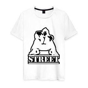 Мужская футболка хлопок с принтом Street - рэпер в Новосибирске, 100% хлопок | прямой крой, круглый вырез горловины, длина до линии бедер, слегка спущенное плечо. | gangsta | gansta | hip | hip hop | hop | rap | реп | репер | рэп | рэппер | рэпчина | хип | хип хоп | хоп