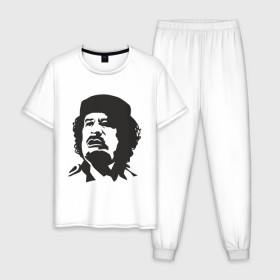 Мужская пижама хлопок с принтом Каддафи в Новосибирске, 100% хлопок | брюки и футболка прямого кроя, без карманов, на брюках мягкая резинка на поясе и по низу штанин
 | кадафи | каддафи | ливия | муамар | муаммар