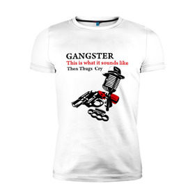Мужская футболка премиум с принтом Gangster mafia в Новосибирске, 92% хлопок, 8% лайкра | приталенный силуэт, круглый вырез ворота, длина до линии бедра, короткий рукав | gangsters | гангстеры | костет | мафия | оружие | пистолет | револьвер
