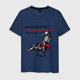Мужская футболка хлопок с принтом Gangster mafia в Новосибирске, 100% хлопок | прямой крой, круглый вырез горловины, длина до линии бедер, слегка спущенное плечо. | gangsters | гангстеры | костет | мафия | оружие | пистолет | револьвер