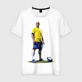 Мужская футболка хлопок с принтом Roberto Carlos в Новосибирске, 100% хлопок | прямой крой, круглый вырез горловины, длина до линии бедер, слегка спущенное плечо. | 