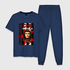 Мужская пижама хлопок с принтом Che Guevara (4) в Новосибирске, 100% хлопок | брюки и футболка прямого кроя, без карманов, на брюках мягкая резинка на поясе и по низу штанин
 | че гевара
