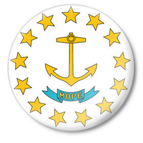 Значок с принтом Якорь в Новосибирске,  металл | круглая форма, металлическая застежка в виде булавки | для моряков | звезды | море | морской флот | морякам | плавание | флот | якорь. корабли
