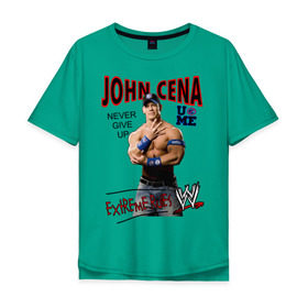Мужская футболка хлопок Oversize с принтом John Cena Extreme Rules в Новосибирске, 100% хлопок | свободный крой, круглый ворот, “спинка” длиннее передней части | wwe | бои без правил | джон сина