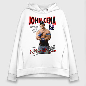 Женское худи Oversize хлопок с принтом John Cena Extreme Rules в Новосибирске, френч-терри — 70% хлопок, 30% полиэстер. Мягкий теплый начес внутри —100% хлопок | боковые карманы, эластичные манжеты и нижняя кромка, капюшон на магнитной кнопке | wwe | бои без правил | джон сина