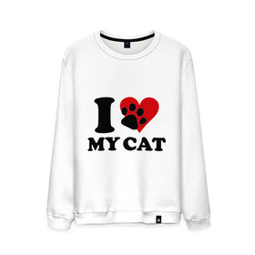 Мужской свитшот хлопок с принтом I love my cat - Я люблю свою кошку в Новосибирске, 100% хлопок |  | cat | i love | love my cat | киса | киска | кот | котенок | котик | котяра | кошка | люблю кошку