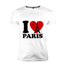 Мужская футболка премиум с принтом Я люблю Париж в Новосибирске, 92% хлопок, 8% лайкра | приталенный силуэт, круглый вырез ворота, длина до линии бедра, короткий рукав | paris | париж | франция france | эйфелева башня | я люблю