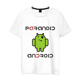 Мужская футболка хлопок с принтом Paranoid android в Новосибирске, 100% хлопок | прямой крой, круглый вырез горловины, длина до линии бедер, слегка спущенное плечо. | paranoid android | админу | андроид | параноик | прикольные