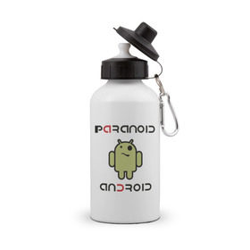 Бутылка спортивная с принтом Paranoid android в Новосибирске, металл | емкость — 500 мл, в комплекте две пластиковые крышки и карабин для крепления | 