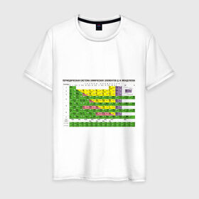 Мужская футболка хлопок с принтом Таблица Менделеева в Новосибирске, 100% хлопок | прямой крой, круглый вырез горловины, длина до линии бедер, слегка спущенное плечо. | менделеев | минделеев | таблица менделеева | химия