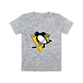 Детская футболка хлопок с принтом Pittsburgh Penguins в Новосибирске, 100% хлопок | круглый вырез горловины, полуприлегающий силуэт, длина до линии бедер | пингвин