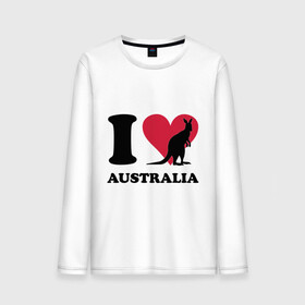 Мужской лонгслив хлопок с принтом I love Australia в Новосибирске, 100% хлопок |  | Тематика изображения на принте: i love | i love australia | кенгуру | я люблю | я люблю австралию