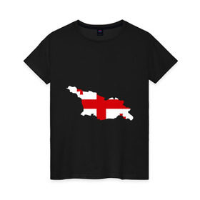 Женская футболка хлопок с принтом Грузия (Georgia) в Новосибирске, 100% хлопок | прямой крой, круглый вырез горловины, длина до линии бедер, слегка спущенное плечо | georgia | грузия | карта грузии | флаг грузии