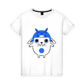 Женская футболка хлопок с принтом Totoro в Новосибирске, 100% хлопок | прямой крой, круглый вырез горловины, длина до линии бедер, слегка спущенное плечо | заяц