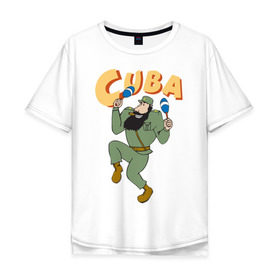 Мужская футболка хлопок Oversize с принтом Cuba - Fidel Castro в Новосибирске, 100% хлопок | свободный крой, круглый ворот, “спинка” длиннее передней части | Тематика изображения на принте: castro | cuba | fidel | кастро | куба | лидер | фидель