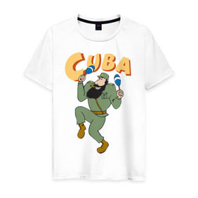Мужская футболка хлопок с принтом Cuba - Fidel Castro в Новосибирске, 100% хлопок | прямой крой, круглый вырез горловины, длина до линии бедер, слегка спущенное плечо. | castro | cuba | fidel | кастро | куба | лидер | фидель