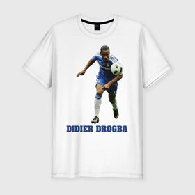 Мужская футболка премиум с принтом Didier Drogba - Chelsea в Новосибирске, 92% хлопок, 8% лайкра | приталенный силуэт, круглый вырез ворота, длина до линии бедра, короткий рукав | 