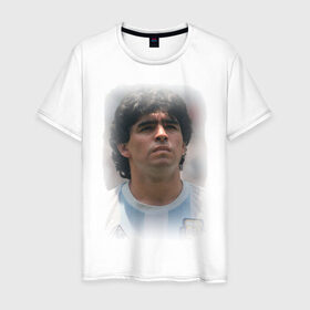 Мужская футболка хлопок с принтом Diego Maradona (2) в Новосибирске, 100% хлопок | прямой крой, круглый вырез горловины, длина до линии бедер, слегка спущенное плечо. | diego maradona | footballplayer | болельщикам | диего марадона | евро 2012 | футбол | футболист