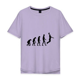Мужская футболка хлопок Oversize с принтом Баскетбольная эволюция в Новосибирске, 100% хлопок | свободный крой, круглый ворот, “спинка” длиннее передней части | Тематика изображения на принте: баскетбол | баскетболист | дарвин | человек | эволюция