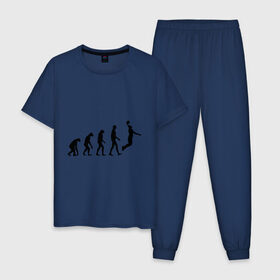 Мужская пижама хлопок с принтом Баскетбольная эволюция в Новосибирске, 100% хлопок | брюки и футболка прямого кроя, без карманов, на брюках мягкая резинка на поясе и по низу штанин
 | баскетбол | баскетболист | дарвин | человек | эволюция