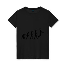 Женская футболка хлопок с принтом Баскетбольная эволюция в Новосибирске, 100% хлопок | прямой крой, круглый вырез горловины, длина до линии бедер, слегка спущенное плечо | баскетбол | баскетболист | дарвин | человек | эволюция