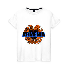 Женская футболка хлопок с принтом Армения в Новосибирске, 100% хлопок | прямой крой, круглый вырез горловины, длина до линии бедер, слегка спущенное плечо | armenia | армянин | герб армении