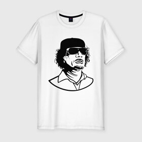 Мужская футболка премиум с принтом Kaddafi в Новосибирске, 92% хлопок, 8% лайкра | приталенный силуэт, круглый вырез ворота, длина до линии бедра, короткий рукав | Тематика изображения на принте: кадафи | кадафиkaddafi | каддафи | ливия | муамар | муаммар