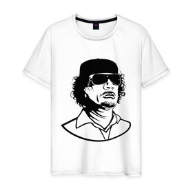 Мужская футболка хлопок с принтом Kaddafi в Новосибирске, 100% хлопок | прямой крой, круглый вырез горловины, длина до линии бедер, слегка спущенное плечо. | Тематика изображения на принте: кадафи | кадафиkaddafi | каддафи | ливия | муамар | муаммар