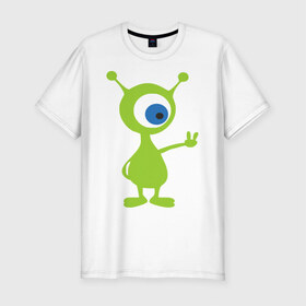 Мужская футболка премиум с принтом Инопланетный зверек в Новосибирске, 92% хлопок, 8% лайкра | приталенный силуэт, круглый вырез ворота, длина до линии бедра, короткий рукав | гуманоид | инопланетный зверек с планеты эпиметей.пришельцы | инопланетянин | нло