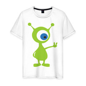 Мужская футболка хлопок с принтом Инопланетный зверек в Новосибирске, 100% хлопок | прямой крой, круглый вырез горловины, длина до линии бедер, слегка спущенное плечо. | гуманоид | инопланетный зверек с планеты эпиметей.пришельцы | инопланетянин | нло