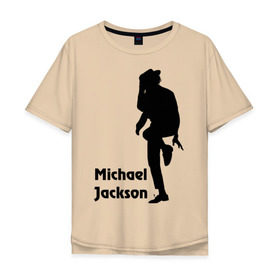 Мужская футболка хлопок Oversize с принтом Michael Jackson (15) в Новосибирске, 100% хлопок | свободный крой, круглый ворот, “спинка” длиннее передней части | Тематика изображения на принте: michael jackson | pop | король | легенда | майкл джексон | поп | силуэт