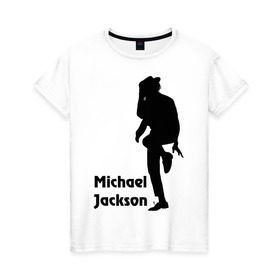 Женская футболка хлопок с принтом Michael Jackson (15) в Новосибирске, 100% хлопок | прямой крой, круглый вырез горловины, длина до линии бедер, слегка спущенное плечо | michael jackson | pop | король | легенда | майкл джексон | поп | силуэт