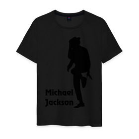Мужская футболка хлопок с принтом Michael Jackson (15) в Новосибирске, 100% хлопок | прямой крой, круглый вырез горловины, длина до линии бедер, слегка спущенное плечо. | michael jackson | pop | король | легенда | майкл джексон | поп | силуэт