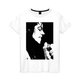 Женская футболка хлопок с принтом Michael Jackson (14) в Новосибирске, 100% хлопок | прямой крой, круглый вырез горловины, длина до линии бедер, слегка спущенное плечо | michael jackson | pop | король | легенда | майкл джексон | майкл джексонпортрет | поп