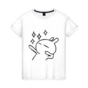 Женская футболка хлопок с принтом Disco rabbit в Новосибирске, 100% хлопок | прямой крой, круглый вырез горловины, длина до линии бедер, слегка спущенное плечо | disco rabbit | диско кролик | дискотека | кролик