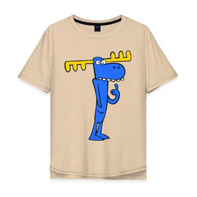 Мужская футболка хлопок Oversize с принтом Лось в Новосибирске, 100% хлопок | свободный крой, круглый ворот, “спинка” длиннее передней части | happy tree friends | лось