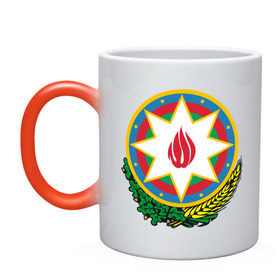 Кружка хамелеон с принтом Азербайджан герб в Новосибирске, керамика | меняет цвет при нагревании, емкость 330 мл | азербайджан | азербайджан герб | политические