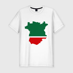 Мужская футболка премиум с принтом Чечня (Chechnya) в Новосибирске, 92% хлопок, 8% лайкра | приталенный силуэт, круглый вырез ворота, длина до линии бедра, короткий рукав | кавказ | карта | чеченец | чеченский | чеченцы | чечня | чичня