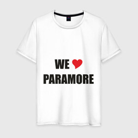 Мужская футболка хлопок с принтом Paramore в Новосибирске, 100% хлопок | прямой крой, круглый вырез горловины, длина до линии бедер, слегка спущенное плечо. | paramore | rock | we love | параморе | рок | сердце