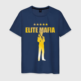 Мужская футболка хлопок с принтом Элитная мафия в Новосибирске, 100% хлопок | прямой крой, круглый вырез горловины, длина до линии бедер, слегка спущенное плечо. | elite mafia | gangsters | mafia | гангстеры | золото | мафия | элитная мафия