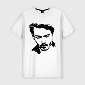 Мужская футболка премиум с принтом Jonny Depp в Новосибирске, 92% хлопок, 8% лайкра | приталенный силуэт, круглый вырез ворота, длина до линии бедра, короткий рукав | depp | johnny depp | jonny depp | депп | джек воробей