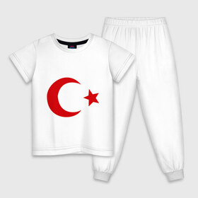 Детская пижама хлопок с принтом Турция в Новосибирске, 100% хлопок |  брюки и футболка прямого кроя, без карманов, на брюках мягкая резинка на поясе и по низу штанин
 | turkey | полумесяц | турция | флаги