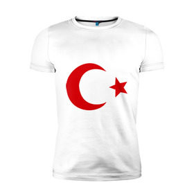 Мужская футболка премиум с принтом Турция в Новосибирске, 92% хлопок, 8% лайкра | приталенный силуэт, круглый вырез ворота, длина до линии бедра, короткий рукав | turkey | полумесяц | турция | флаги