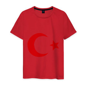 Мужская футболка хлопок с принтом Турция в Новосибирске, 100% хлопок | прямой крой, круглый вырез горловины, длина до линии бедер, слегка спущенное плечо. | turkey | полумесяц | турция | флаги
