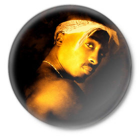 Значок с принтом Tupac в Новосибирске,  металл | круглая форма, металлическая застежка в виде булавки | 2pac | gangsta | gansta | hip | hip hop | hop | rap | рэп | рэпчина | тупак | хип | хип хоп | хипхоп | хоп