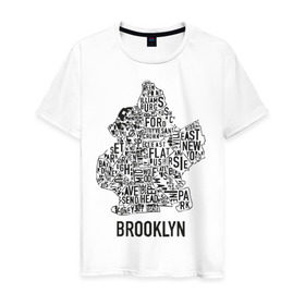 Мужская футболка хлопок с принтом Brooklyn в Новосибирске, 100% хлопок | прямой крой, круглый вырез горловины, длина до линии бедер, слегка спущенное плечо. | gangsta | gansta | hip | hip hop | hop | rap | бруклин | рэп | хип | хип хоп | хипхоп | хоп