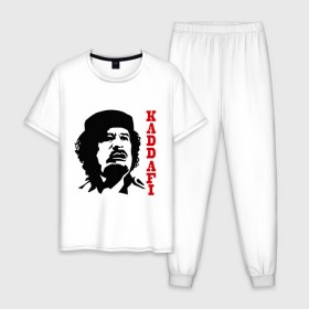 Мужская пижама хлопок с принтом Каддафи (2) в Новосибирске, 100% хлопок | брюки и футболка прямого кроя, без карманов, на брюках мягкая резинка на поясе и по низу штанин
 | восток | деятель | каддафи | ливия | министр | муамар